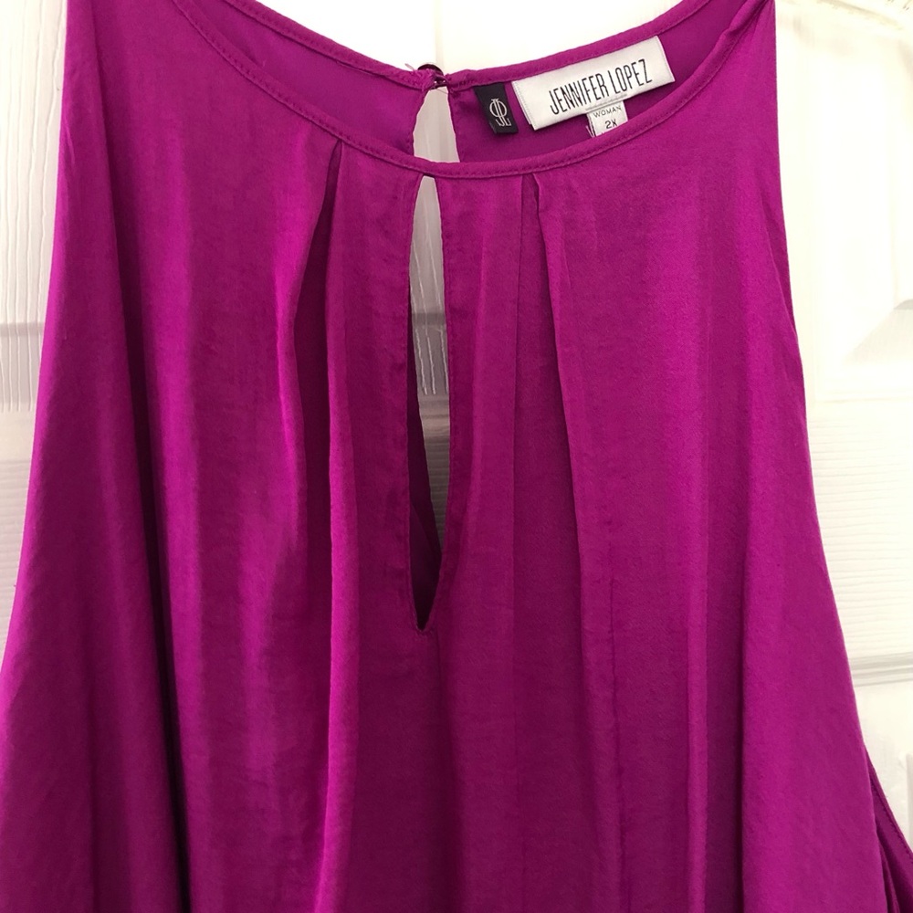 Jennifer Lopez Magenta Maxi Dress Size 2X Regal Vibrant Grecian Vibe Flowing - Picture 7 of 10